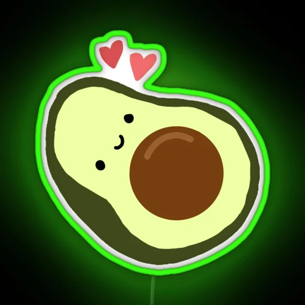 Happy Avocado With Hearts RGB Neon Sign