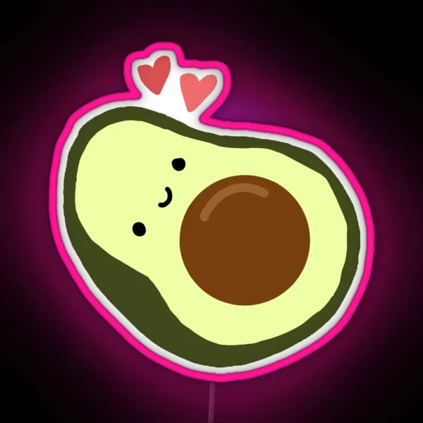 Happy Avocado With Hearts RGB Neon Sign