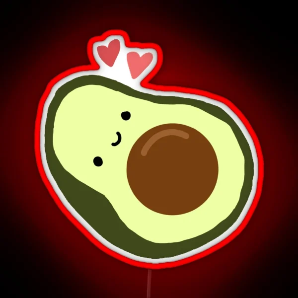 Happy Avocado With Hearts RGB Neon Sign
