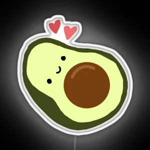 Happy Avocado With Hearts RGB Neon Sign