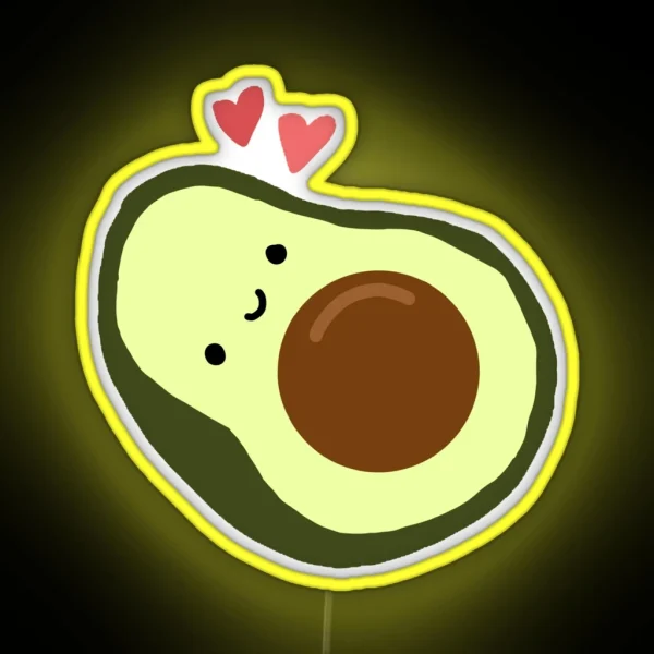Happy Avocado With Hearts RGB Neon Sign