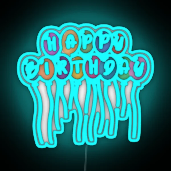 Happy Birthday Balloons RGB Neon Sign