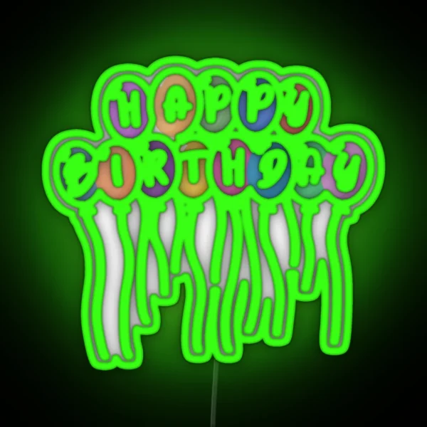 Happy Birthday Balloons RGB Neon Sign