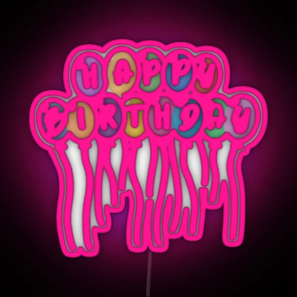 Happy Birthday Balloons RGB Neon Sign