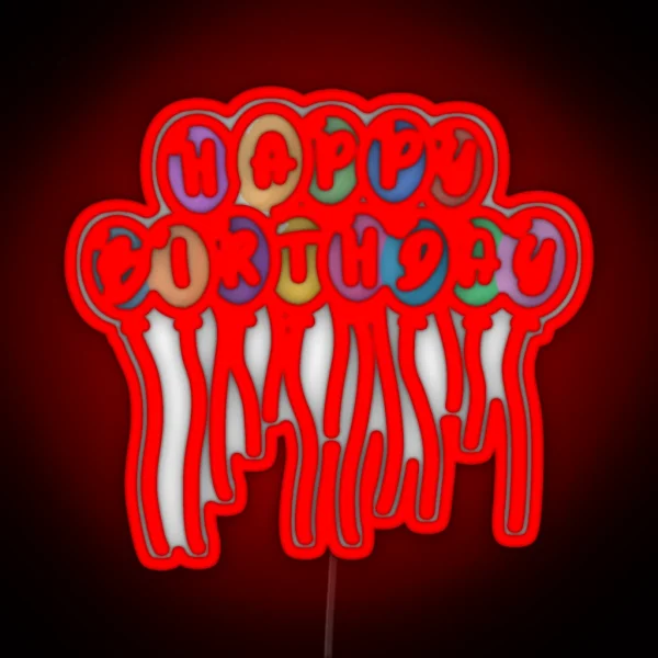 Happy Birthday Balloons RGB Neon Sign