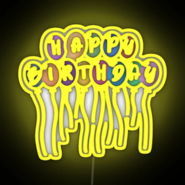 Happy Birthday Balloons RGB Neon Sign