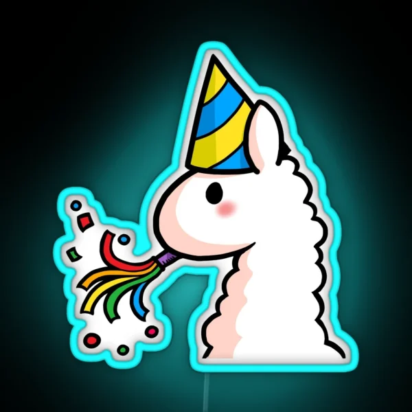 Happy Birthday Llama RGB Neon Sign