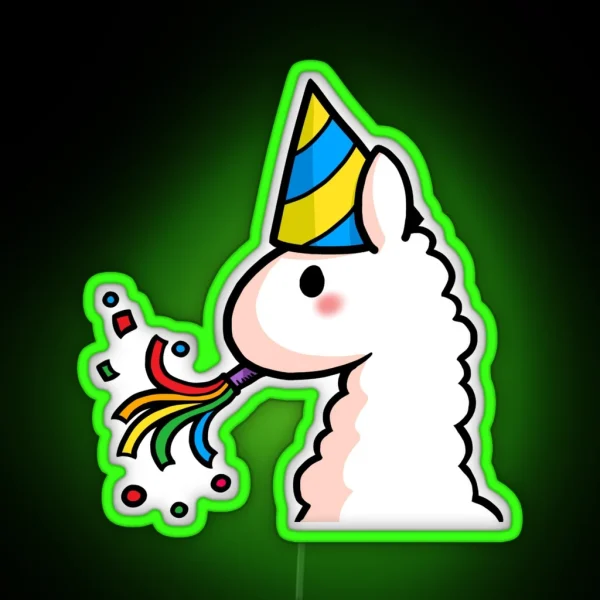 Happy Birthday Llama RGB Neon Sign
