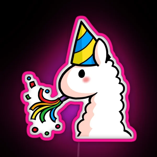 Happy Birthday Llama RGB Neon Sign