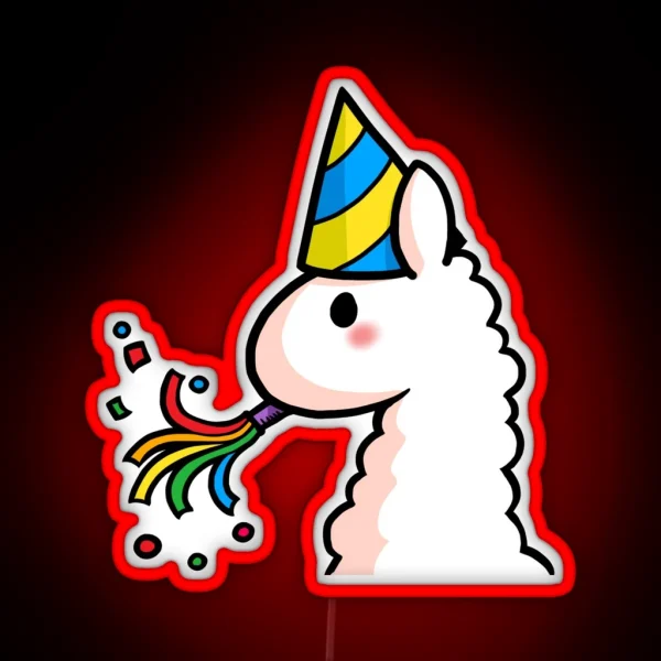 Happy Birthday Llama RGB Neon Sign