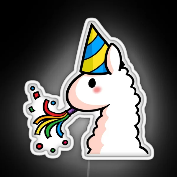 Happy Birthday Llama RGB Neon Sign