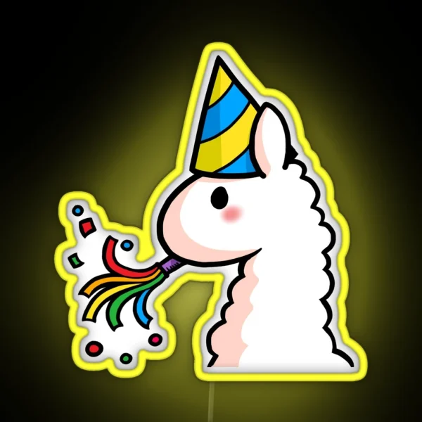 Happy Birthday Llama RGB Neon Sign