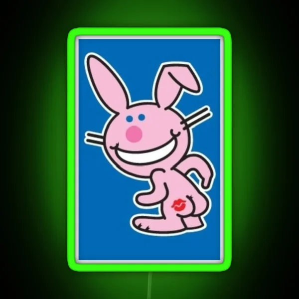Happy Bunny Kiss My Butt RGB Neon Sign