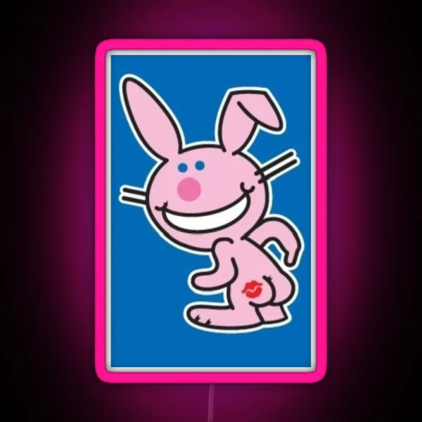 Happy Bunny Kiss My Butt RGB Neon Sign