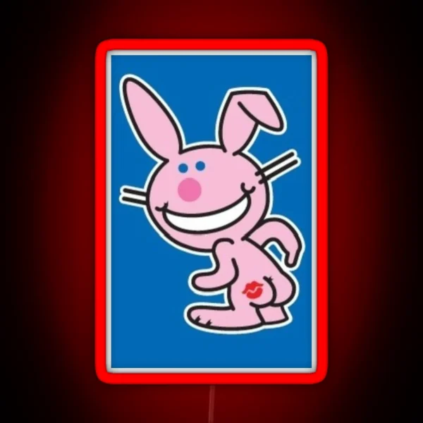 Happy Bunny Kiss My Butt RGB Neon Sign