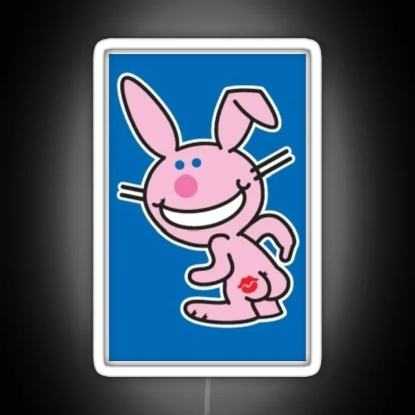 Happy Bunny Kiss My Butt RGB Neon Sign