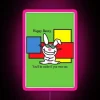 RGB Neon Canvas Art Sign with Colorful Bunny Design