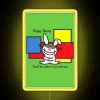 Colorful Happy Bunny LED Neon Sign with Bright RGB Lighting