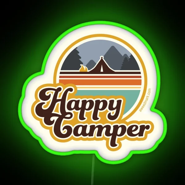 Happy Camper Retro 70s Camping RGB Neon Sign