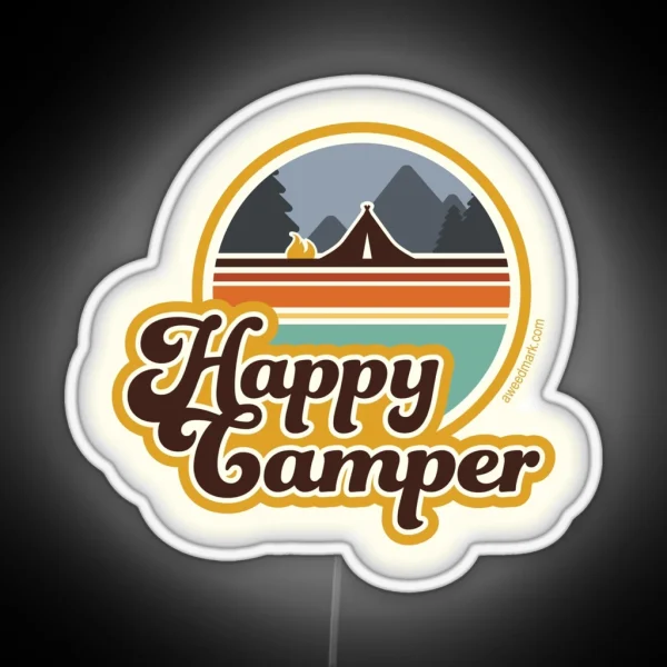 Happy Camper Retro 70s Camping RGB Neon Sign