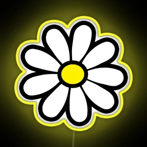 Happy Daisy Flower Power 60 S 70s Retro Vintage Hippie Gardening RGB Neon Sign