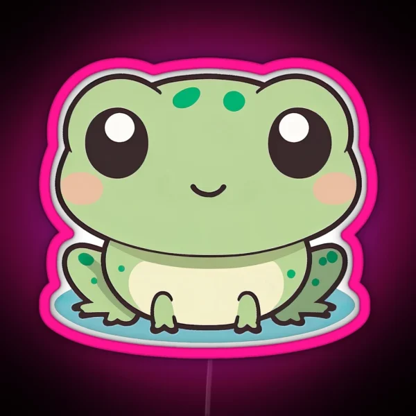 Happy Frog Cute Kawaii Chibi Hand Drawn RGB Neon Sign