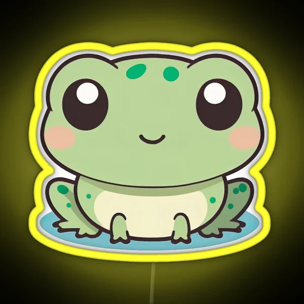 Happy Frog Cute Kawaii Chibi Hand Drawn RGB Neon Sign
