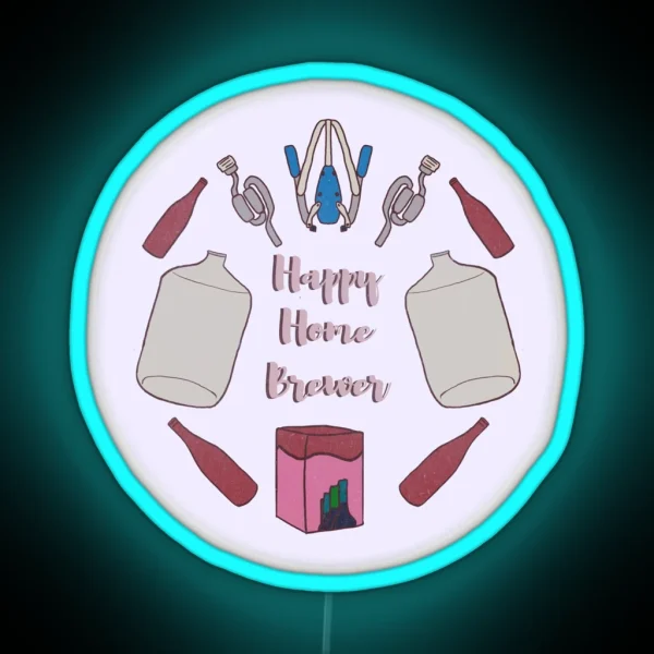 Happy Home Brewer Wine Burgundy RGB Neon Sign