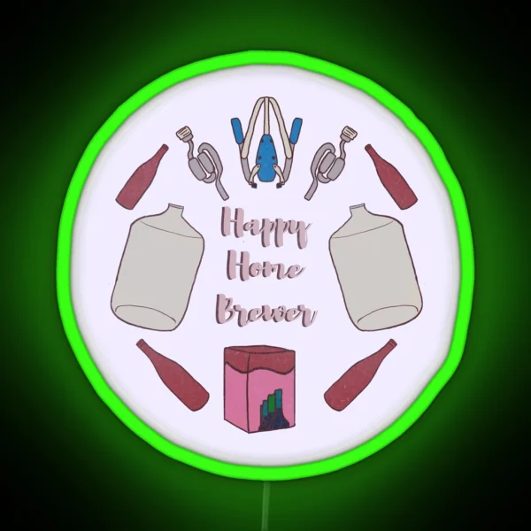 Happy Home Brewer Wine Burgundy RGB Neon Sign