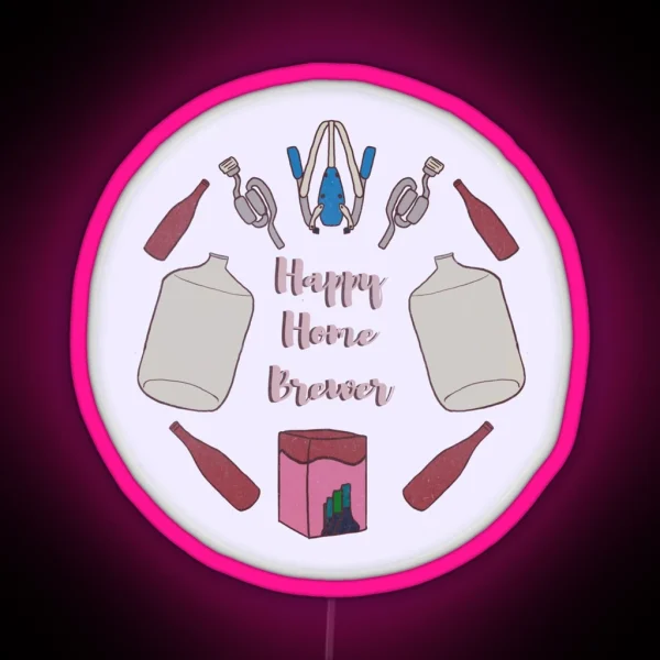 Happy Home Brewer Wine Burgundy RGB Neon Sign