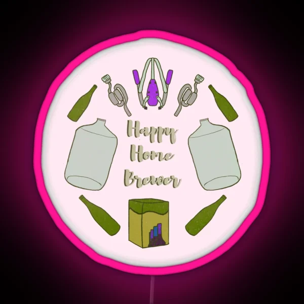 Happy Home Brewer Wine Pink RGB Neon Sign