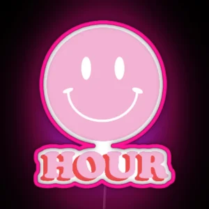 Happy Hour Led With Smiley Face Pink RGB Neon Sign