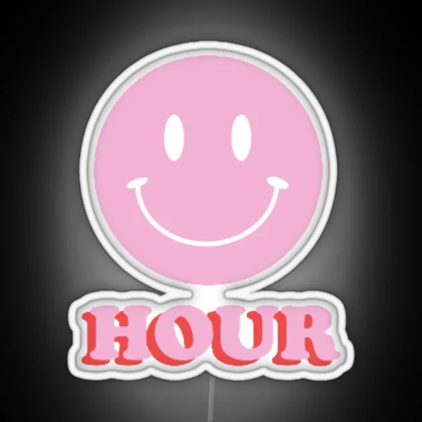 Happy Hour Led With Smiley Face Pink RGB Neon Sign