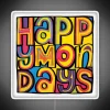 Vibrant neon RGB lightbox featuring iconic Happy Mondays logo design.