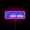 Neon OVOO JAVER Sign with Vibrant RGB Electronic Display Lighting.