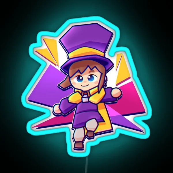 Hat Kid Polygonal Costume RGB Neon Sign