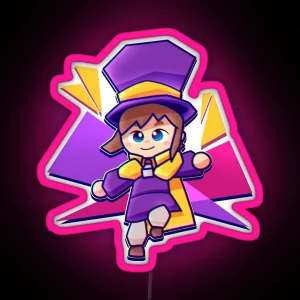 Hat Kid Polygonal Costume RGB Neon Sign