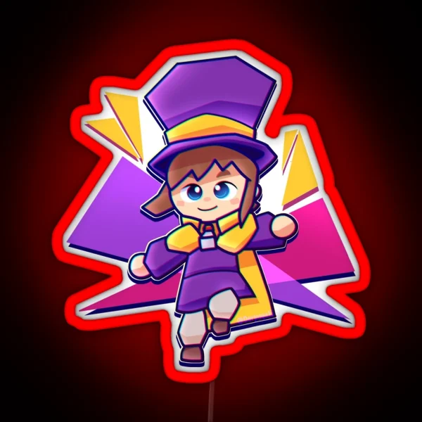 Hat Kid Polygonal Costume RGB Neon Sign