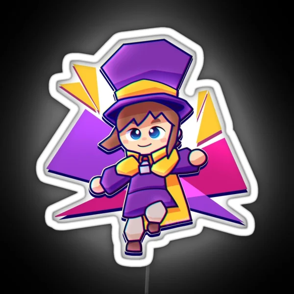 Hat Kid Polygonal Costume RGB Neon Sign