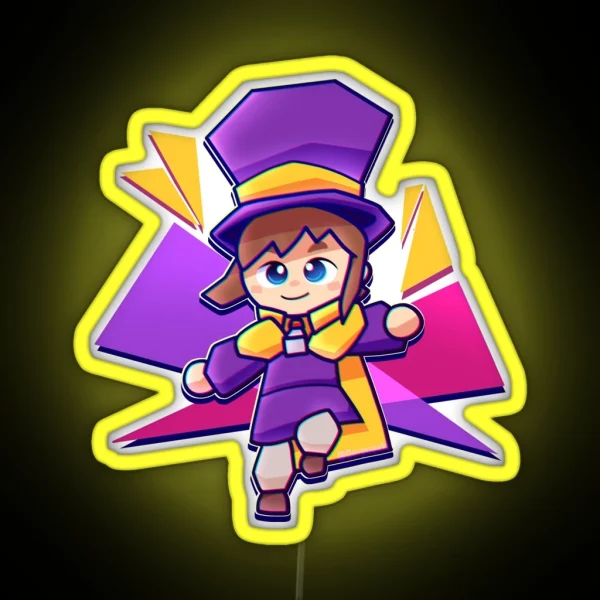 Hat Kid Polygonal Costume RGB Neon Sign