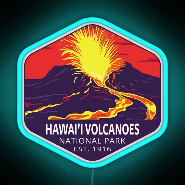 Hawai I Volcanoes National Park RGB Neon Sign