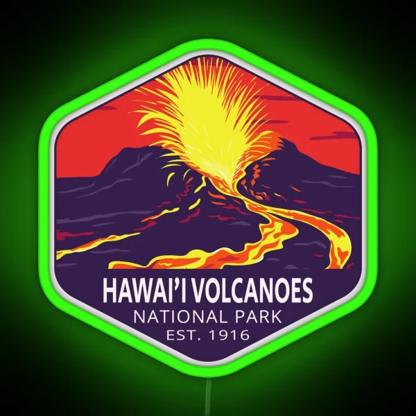 Hawai I Volcanoes National Park RGB Neon Sign