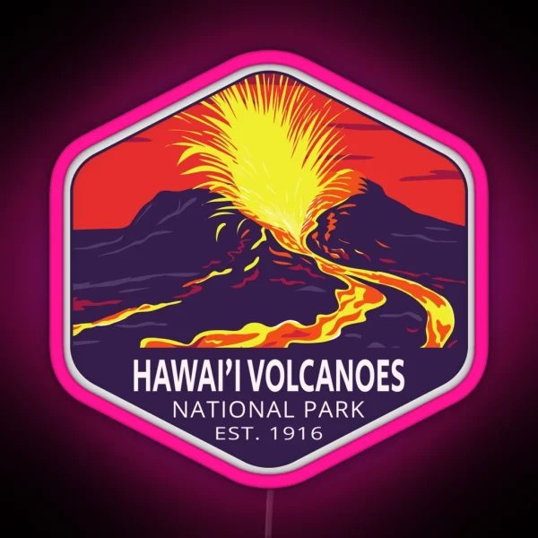 Hawai I Volcanoes National Park RGB Neon Sign