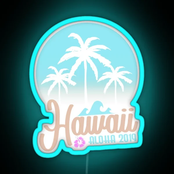 Hawaii Aloha 2019 Holiday Palm Signdesign RGB Neon Sign