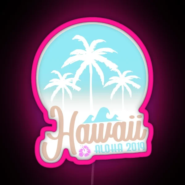 Hawaii Aloha 2019 Holiday Palm Signdesign RGB Neon Sign