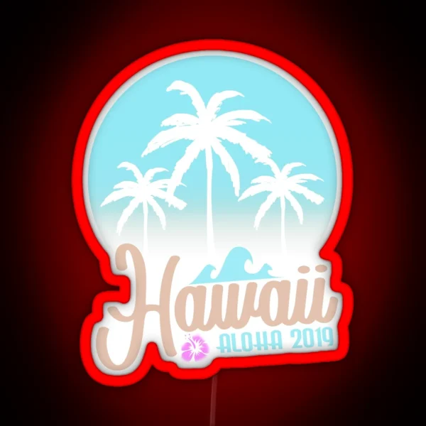 Hawaii Aloha 2019 Holiday Palm Signdesign RGB Neon Sign