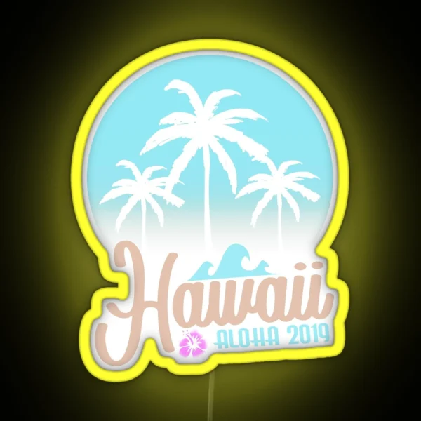 Hawaii Aloha 2019 Holiday Palm Signdesign RGB Neon Sign