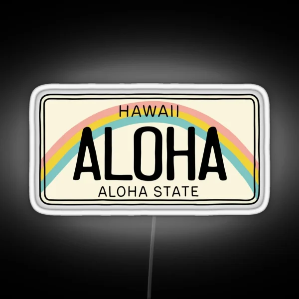 Hawaii Aloha License Plate RGB Neon Sign