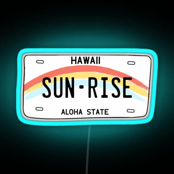 Hawaii Sunrise Licence Plate RGB Neon Sign