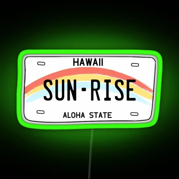 Hawaii Sunrise Licence Plate RGB Neon Sign